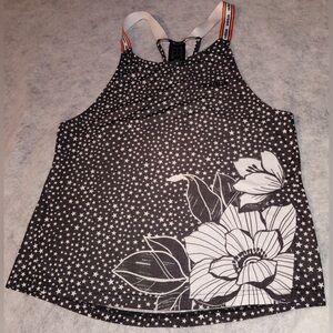 Adidas Black and White Floral Star Climalite Tank Top Women’s Size Medium
